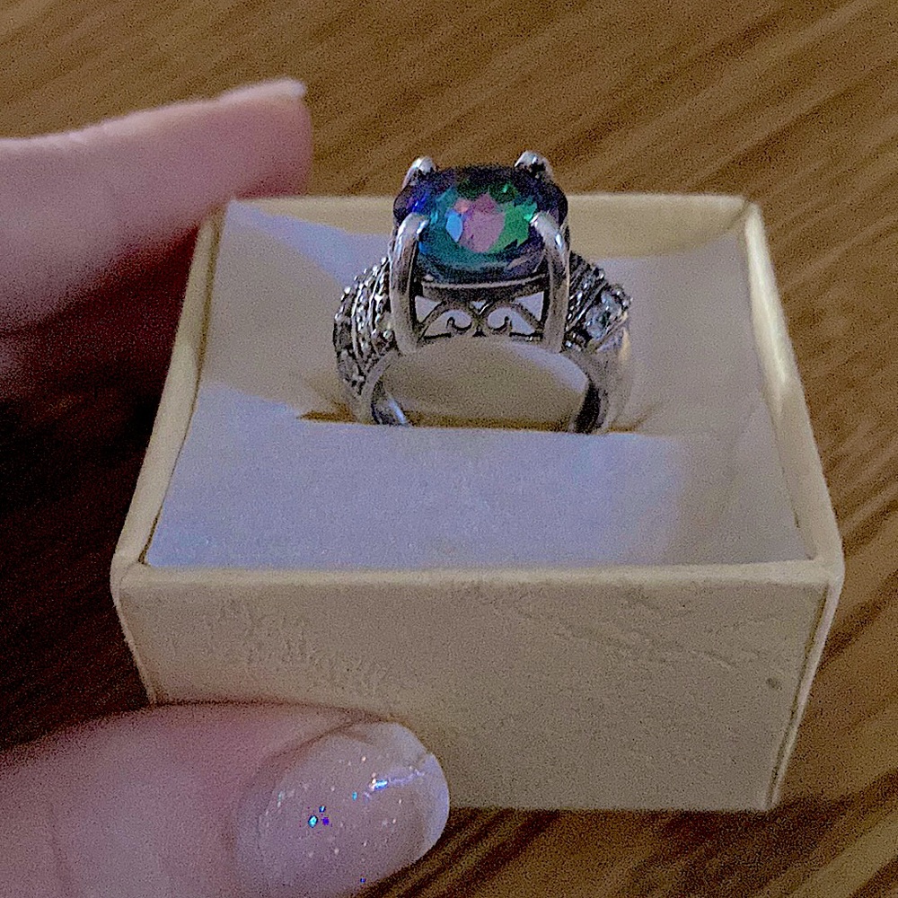 ***SILVER MYSTIC RAINBOW RING***